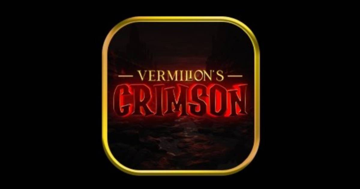 Main hero banner showing Vermilions Crimson Casino brand with crimson-themed background on mobile and desktop screens